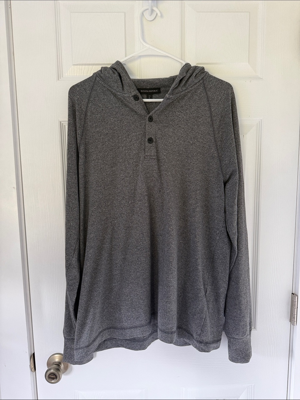 Banana Republic Men's Charcoal Gray Hooded Henley